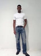 Faded Indigo Straight Leg Denim