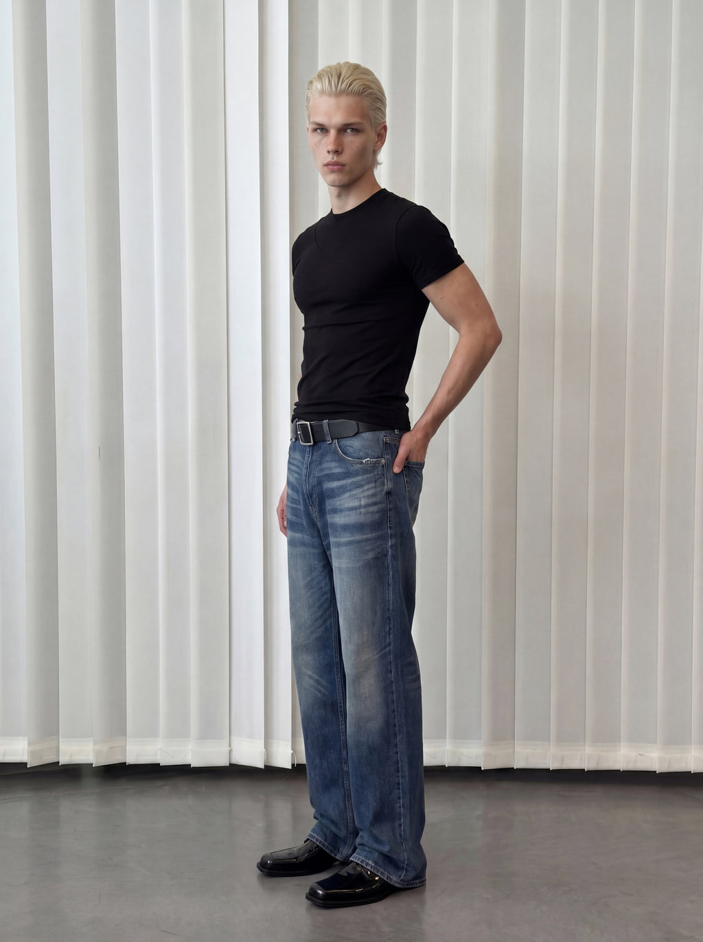 Faded Indigo Straight Leg Denim