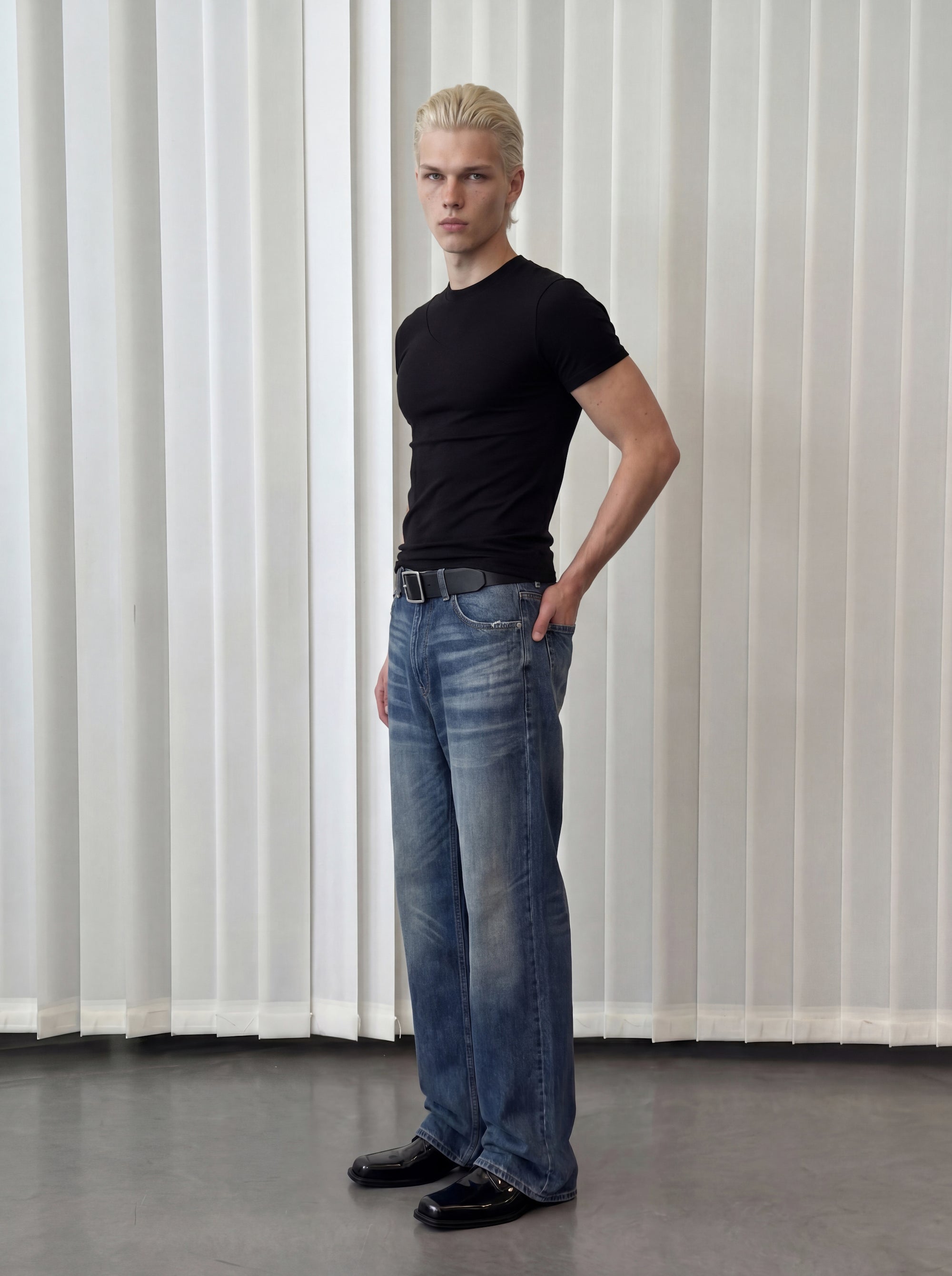 Faded Indigo Straight Leg Denim