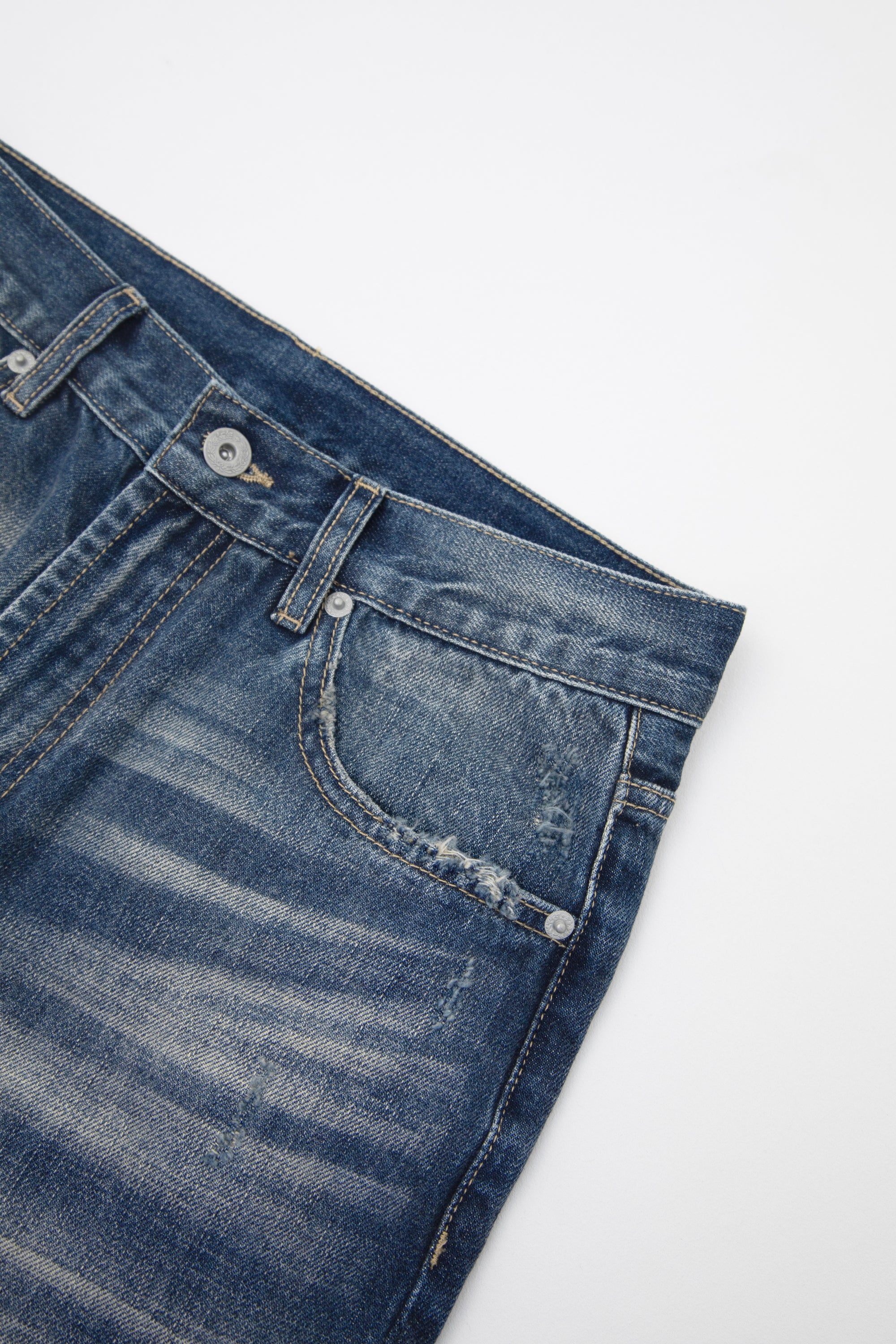 Faded Indigo Straight Leg Denim