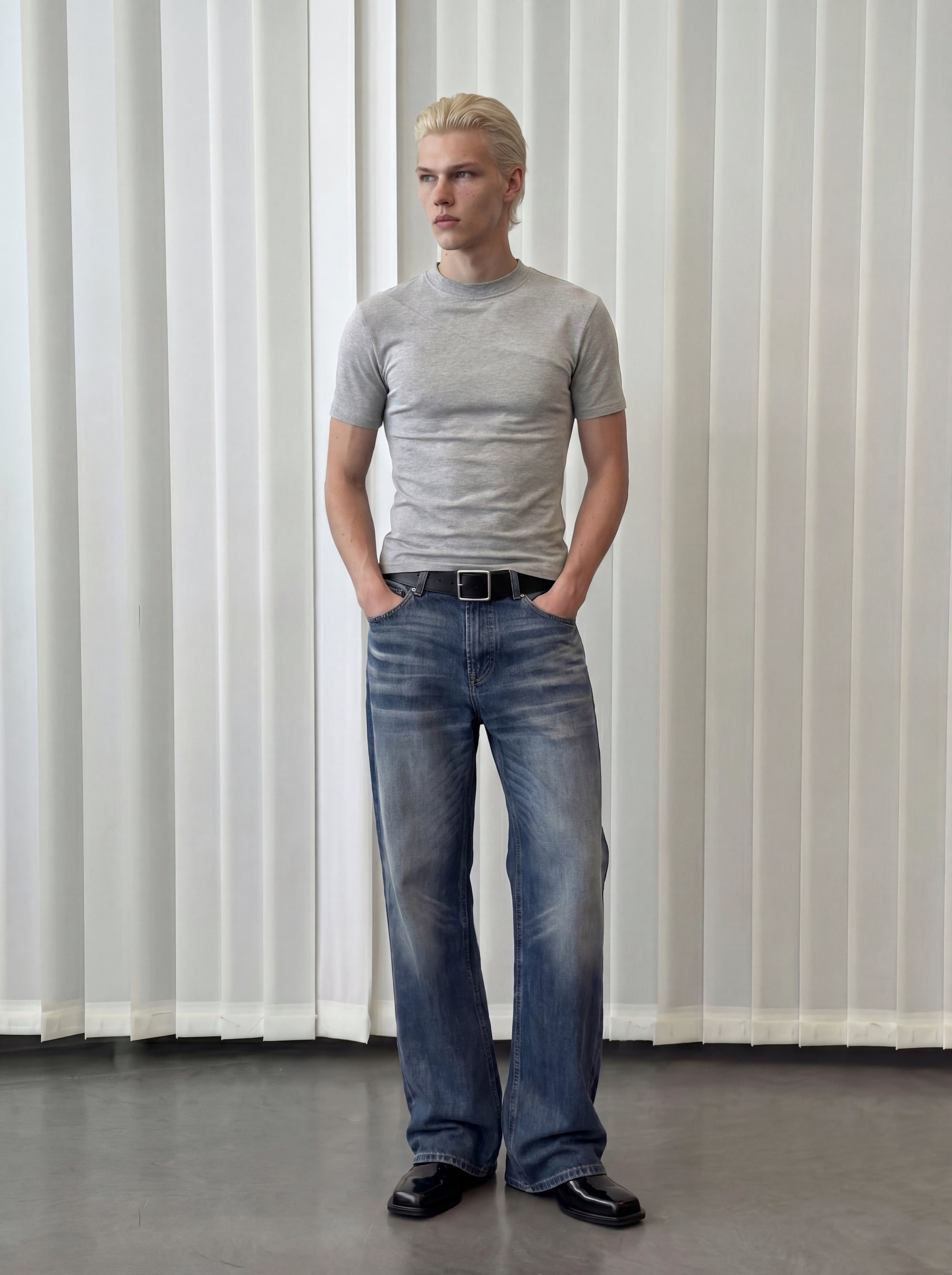 Faded Indigo Straight Leg Denim
